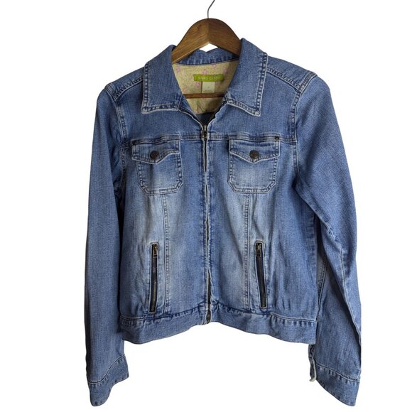 Sigrid Olsen Denim Jean Jacket W/Zipper Closure & Pockets Sz 10 Closet Staple - Picture 2 of 12
